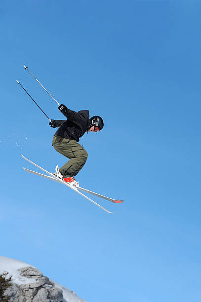 istock Extreme free ride skier in mid air 183802615