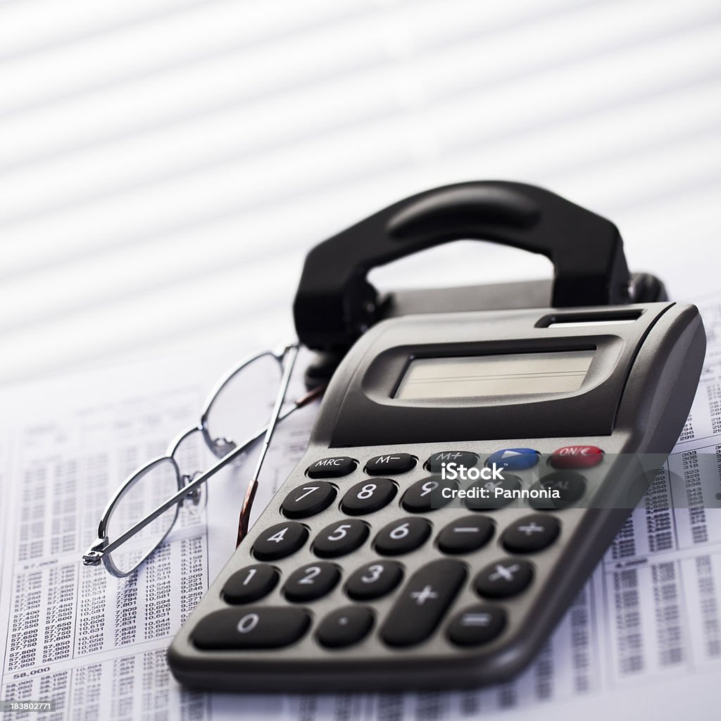 Calculator Close-Up Blue Stock Photo