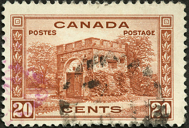 istock small stone fort on an old Canadian postage stamp 183803016