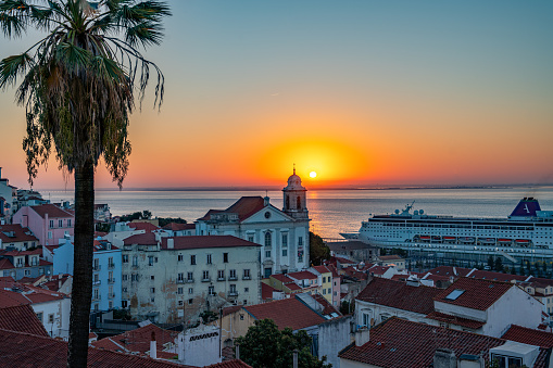Alfama Lisbon Cityscape at dawn, Portugal.