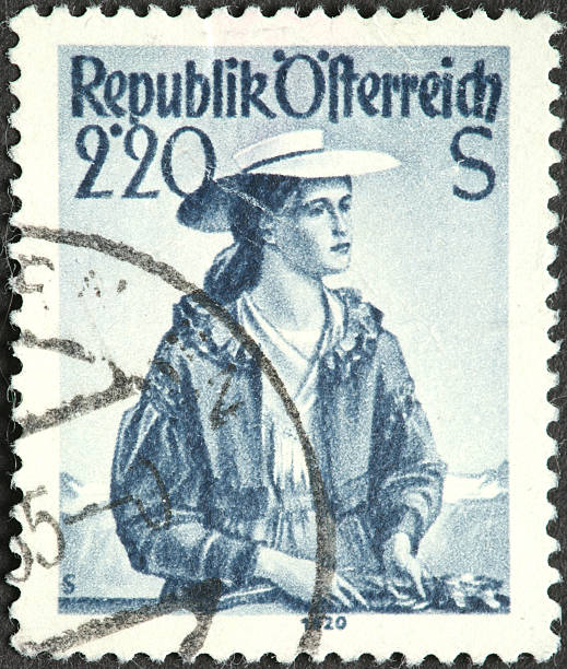 istock vintage Austrian womens fashion on a postage stamp 183803627