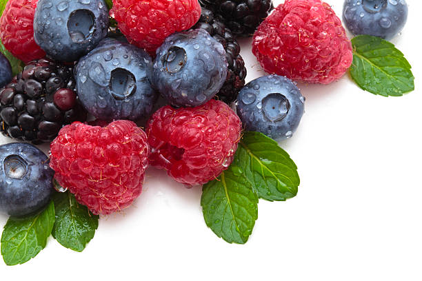 istock Collection of berries on white background 183805087