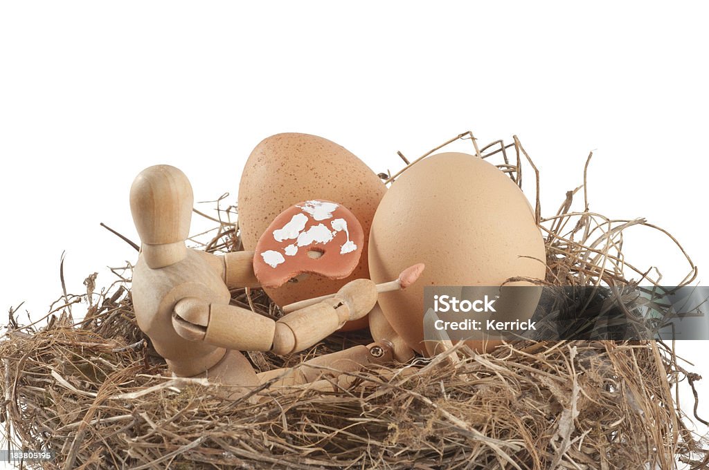 Hölzerne Kleiderpuppe Farben ein easter egg - Lizenzfrei Dummy Stock-Foto