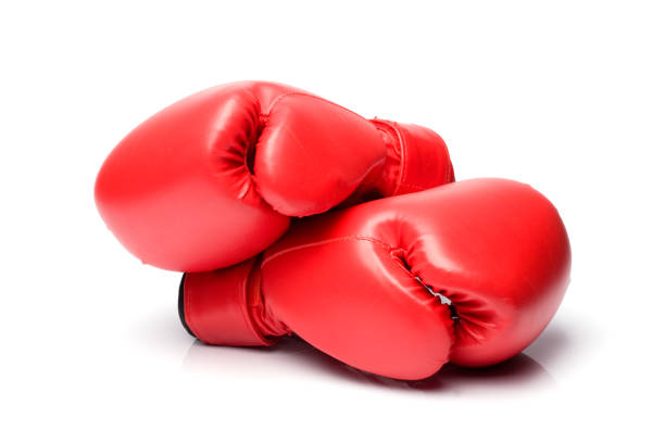 istock Red Boxing Gloves On White Background In Horizontal Composition 183805498