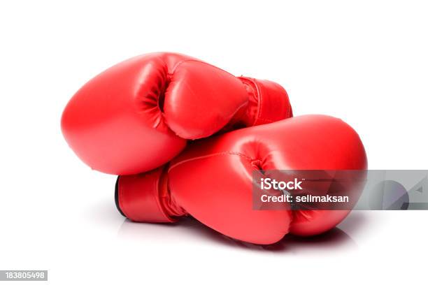 Red Boxing Gloves On White Background In Horizontal Composition Stock Photo - Download Image Now