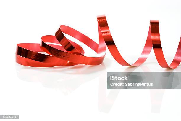 Red Ribbon On White Stock Photo - Download Image Now - Ribbon - Sewing Item, Award Ribbon, Streamer