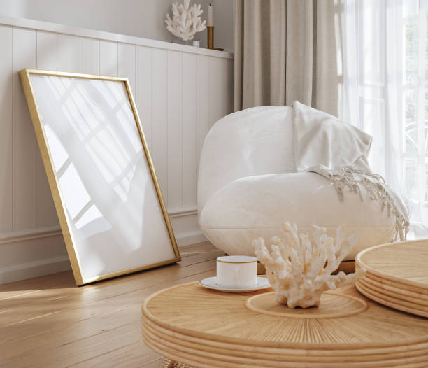 istock Mockup frame in interior background, room in light pastel colors 1838057472