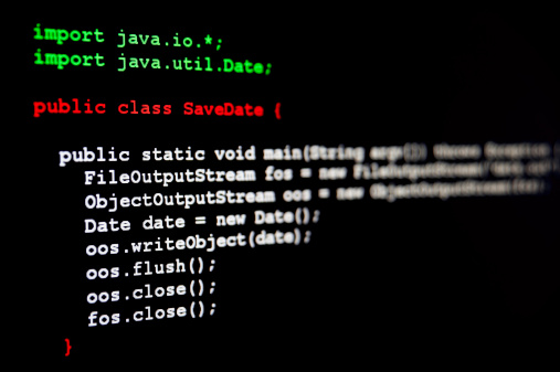Generic java programming code written on black.See the SQL code as well