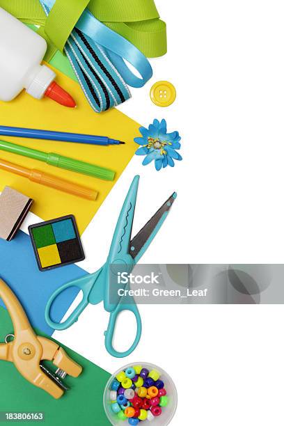 Arts And Crafts Supplies With Copyspace Stock Photo - Download Image Now - Scrapbook, Equipment, Craft
