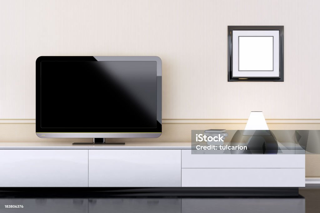 Interni moderni con TV - Foto stock royalty-free di Albergo