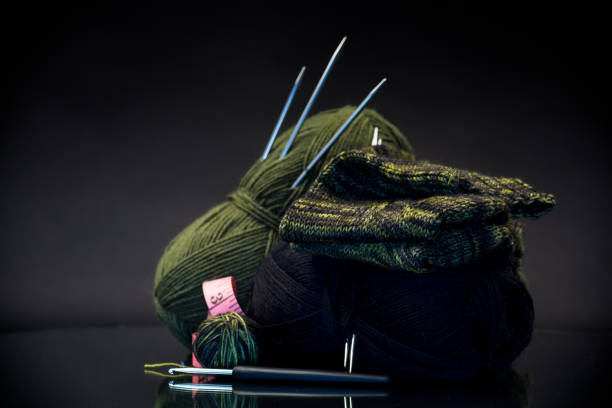 istock wool yarn, knitting needles and other tools for hand knitting. 1838066242