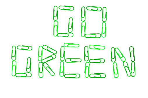 'Go green' written in paerclips suggesting an eco-friendly business