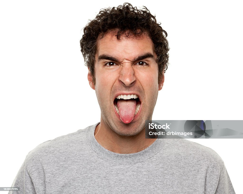 Male Portrait Portrait of a man on a white background. http://s3.amazonaws.com/drbimages/m/doncam.jpg Sticking Out Tongue Stock Photo