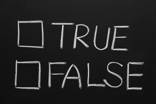 True and false checkbox on a blackboard.