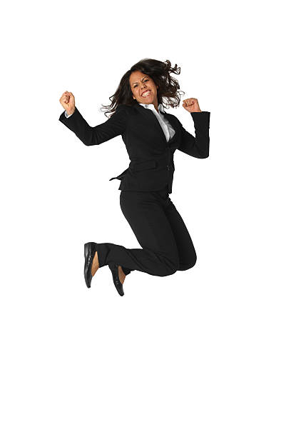 istock Businesswoman jumping in excitement 183807441