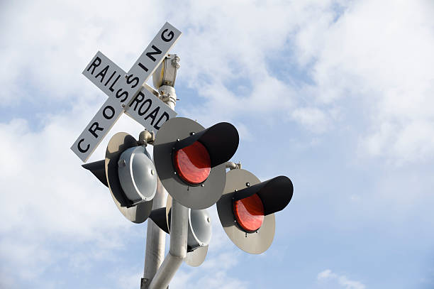 istock Railroad Crossing Sign, New and Modern Equipment, Low Angle View 183807577