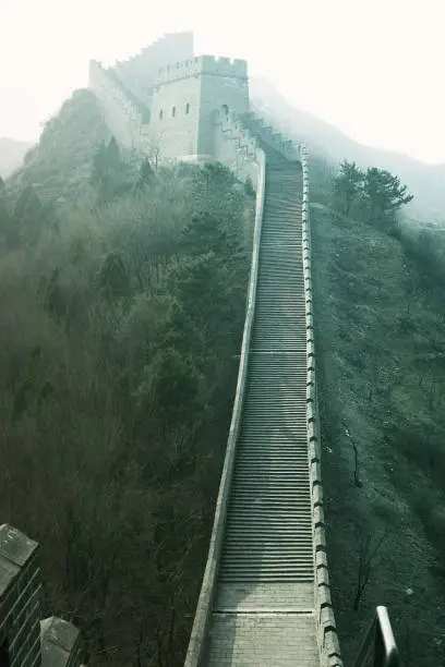 The majestic Great Wall winding through a tranquil landscape