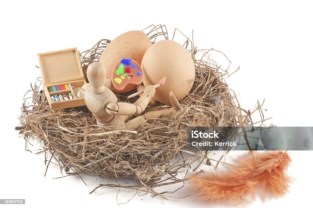 Hölzerne Kleiderpuppe Farben ein easter egg - Lizenzfrei Dummy Stock-Foto