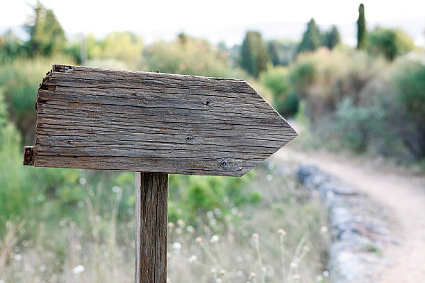 An old wooden sign post.