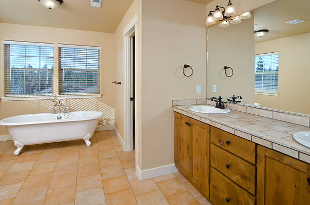istock Modern bathroom with bear claw bathtub 183808515