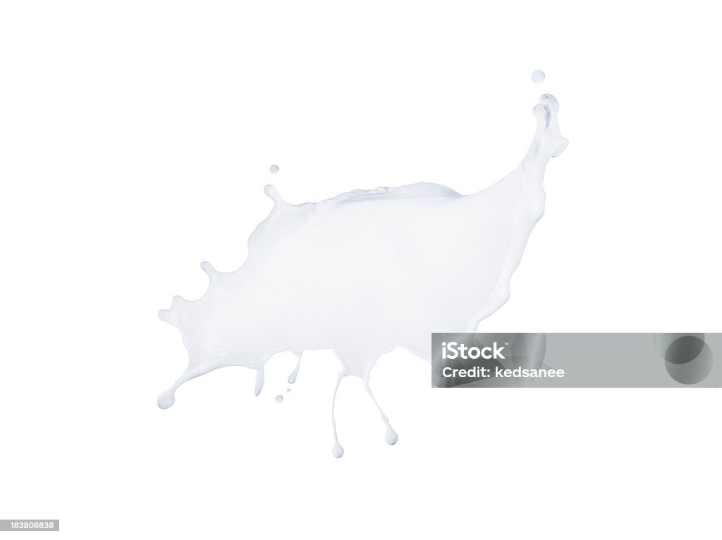 Leche splash aislado sobre fondo blanco - Foto de stock de Leche libre de derechos