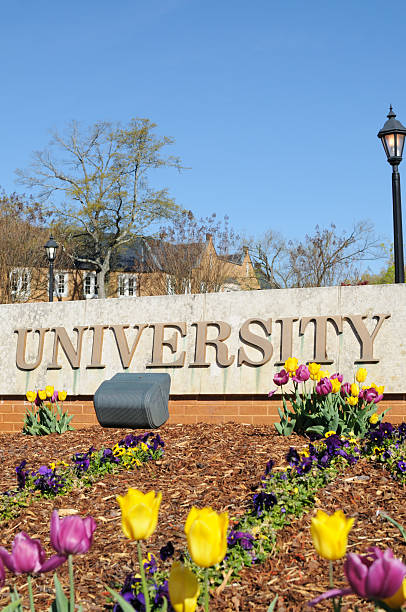 istock University sign with flowers 183809189
