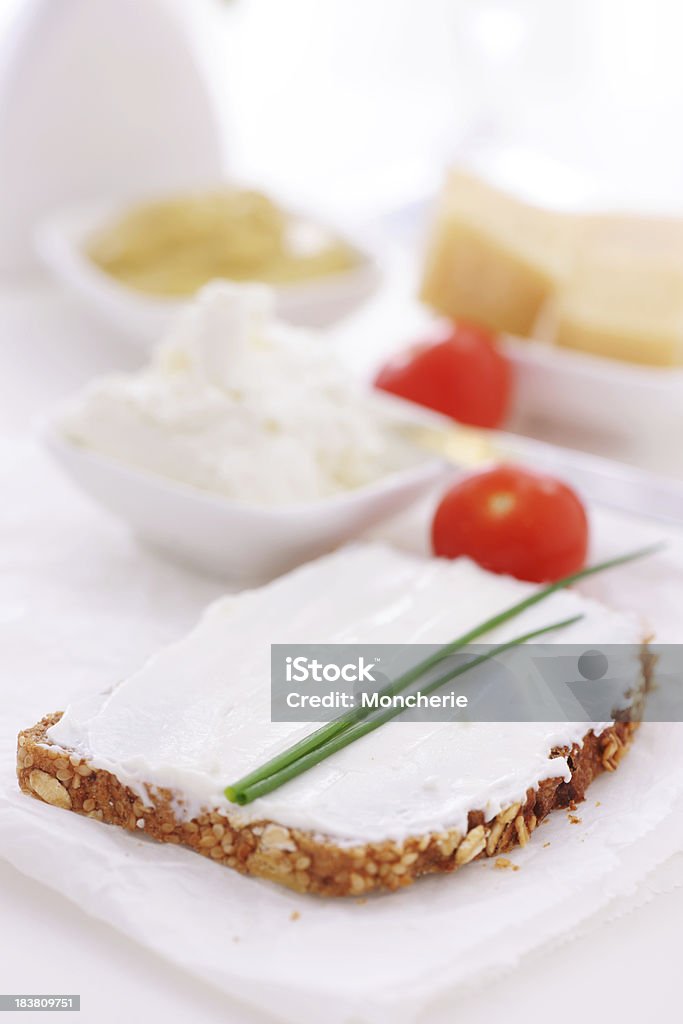 Frischkäse und Brot - Lizenzfrei Toastbrot Stock-Foto