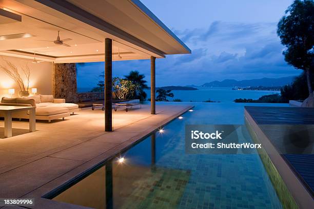 Night View Of Beautiful Villa On Island Stock Photo - Download Image Now - Villa, Luxury, Night