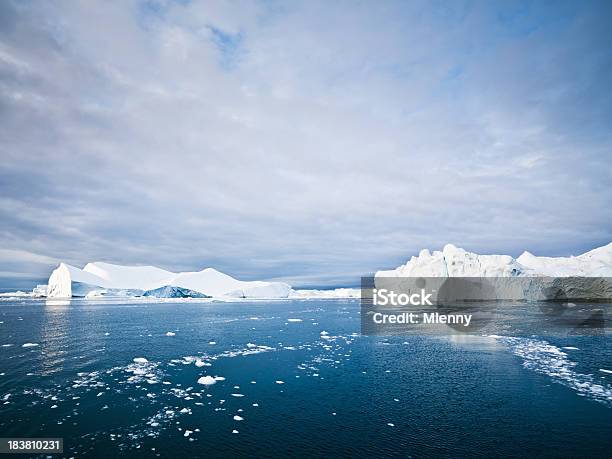 Arctic Icebergs And Ice Floes Ilulissat Fjord North Pole Seascape Stock Photo - Download Image Now