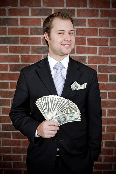 Rich Businessman with Money stock photo