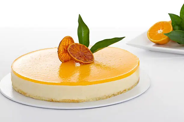 Photo of Close-up of a delicious orange cheesecake