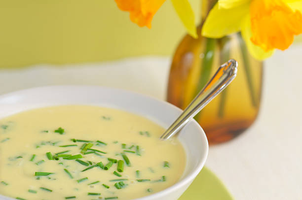 istock White Bowl of Avgolemono Soup with Daffodils 183811496
