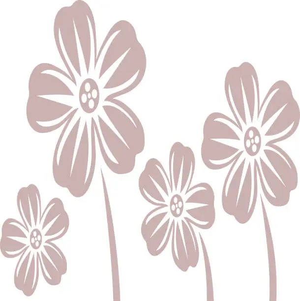 Vector illustration of purple flowers with a white background