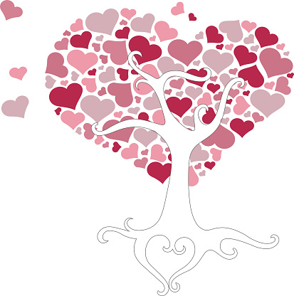 white and pink heart tree-valentine,