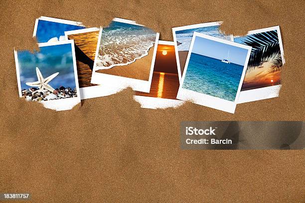 Vacation Photos On The Sand Stock Photo - Download Image Now - Instant Print Transfer, Sand, Beach