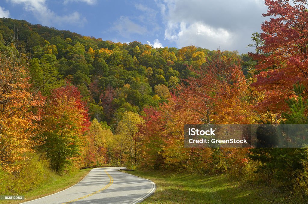 Cherohala Skyway no final de outubro, NC, EUA - Foto de stock de Cherohala Skyway royalty-free