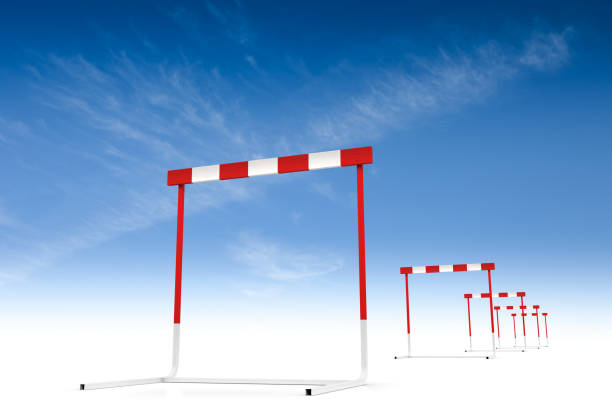 istock A set of red and white running hurdles 183812108
