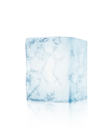 Ice block with cracks isolated on white backgroundSEE OTHER SIMILAR PICTURES