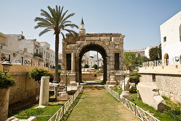 Triumphal arch in Tripoli LIbya Triumphal arch built by the roman emperor Mark Aurel in Tripoli LIbya libyan culture stock pictures, royalty-free photos & images