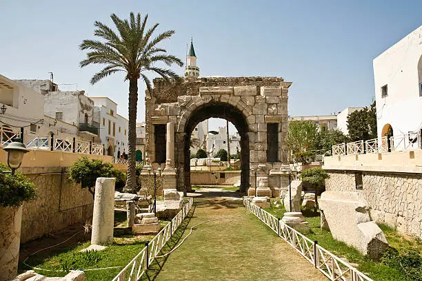 Triumphal arch built by the roman emperor Mark Aurel in Tripoli LIbya