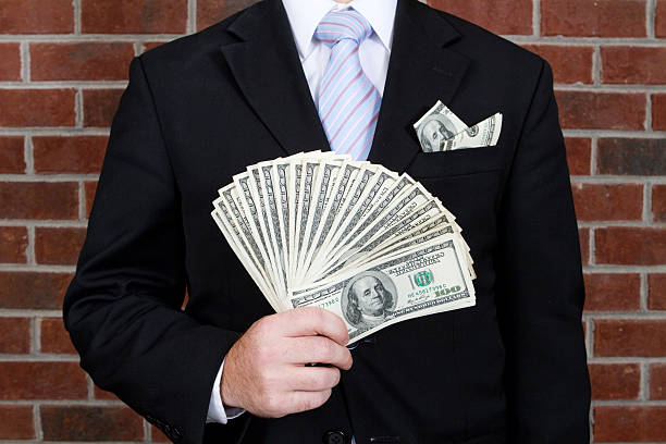 Rich Businessman with Money stock photo