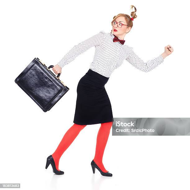 Business Woman Running Away Изолированные На Белом Фоне — стоковые фотографии и другие картинки Женщины