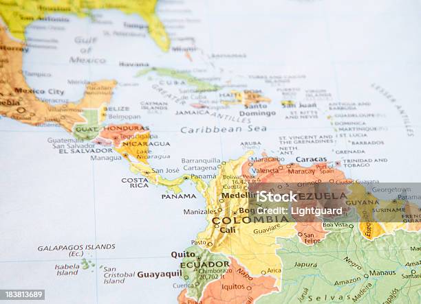 Colombia And Venezuela Stock Photo - Download Image Now - Map, Caribbean Sea, Costa Rica