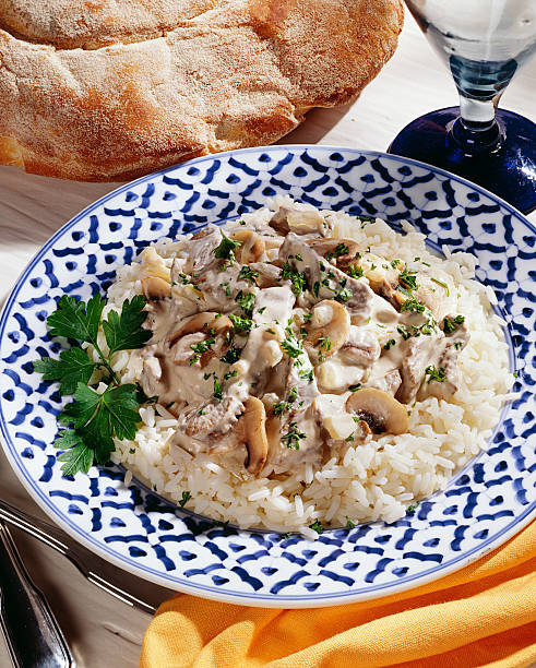 istock Steak and mushrooms with white rice 183813773