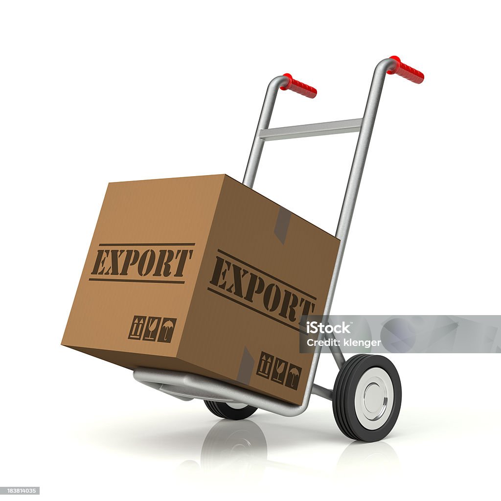 Diable et l'exportation Boîte en carton - Photo de Activité commerciale libre de droits