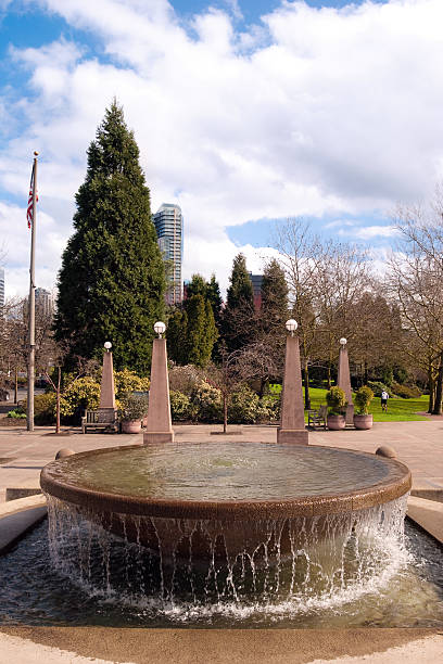 istock Fountain with trees at Downtown Park in Bellevue, WA 183814741