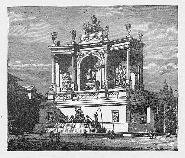 istock 19th century illustration about fountain of alexander severus at Rome 183814888