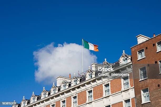 Irish Flag And Building Exteriors In Dublin Stock Photo - Download Image Now - Irish Flag, Abstract, Architecture