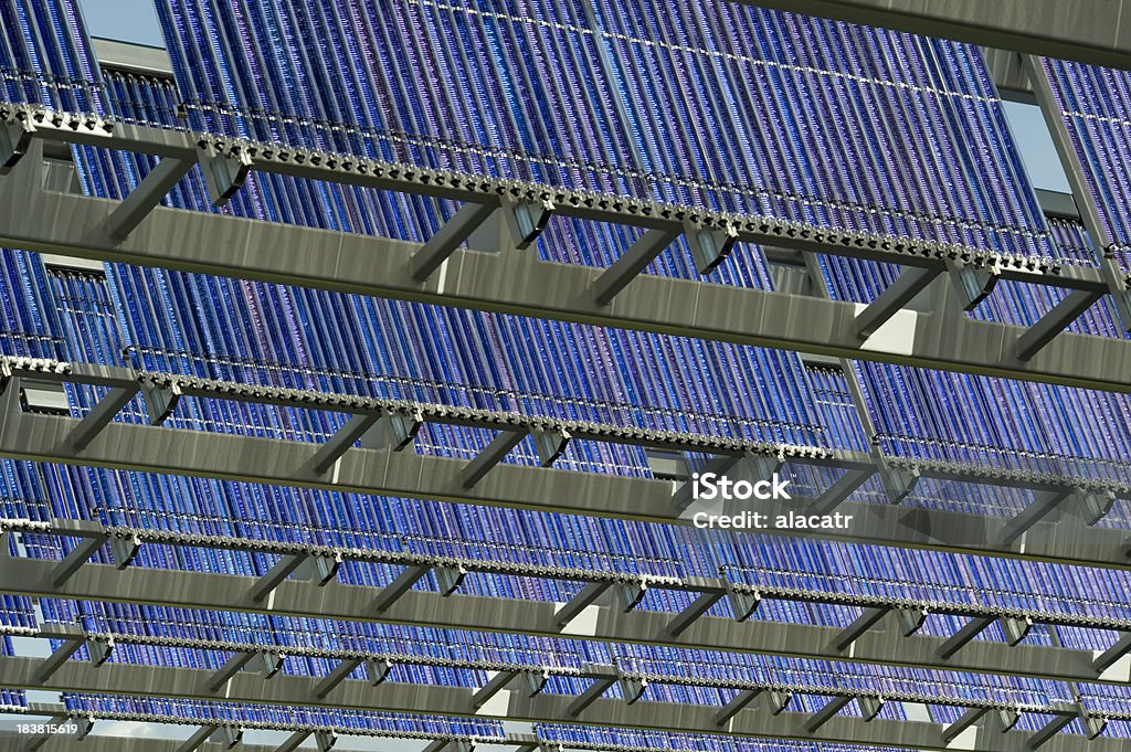 Solar Thermal Panels Racks of vacuum-tube solar thermal panels for heating water. Collection Stock Photo