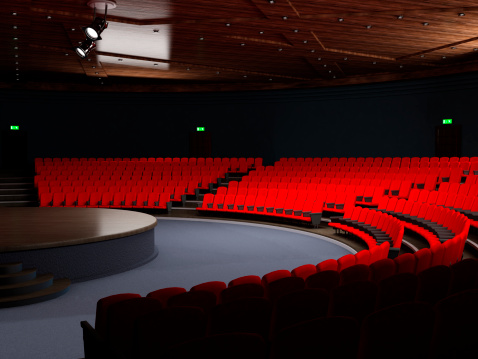 Modern theater hall / exhibition center with empty red seats.Similar images: